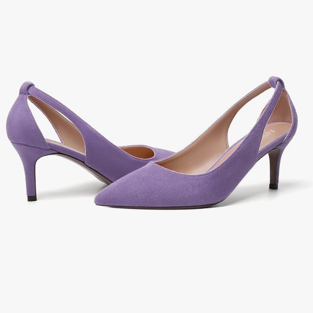 Pointed-Toe Lavender Slingback Heels